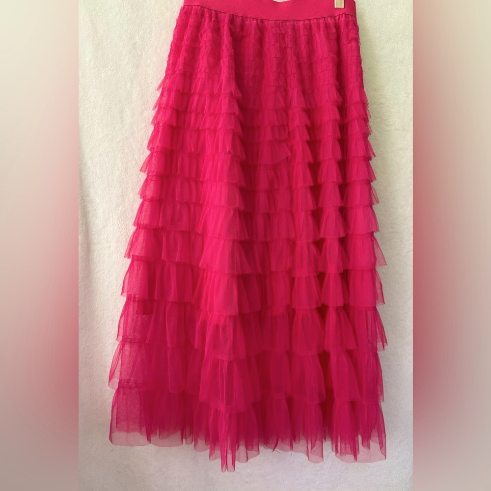 Hot pink tulle maxi skirt